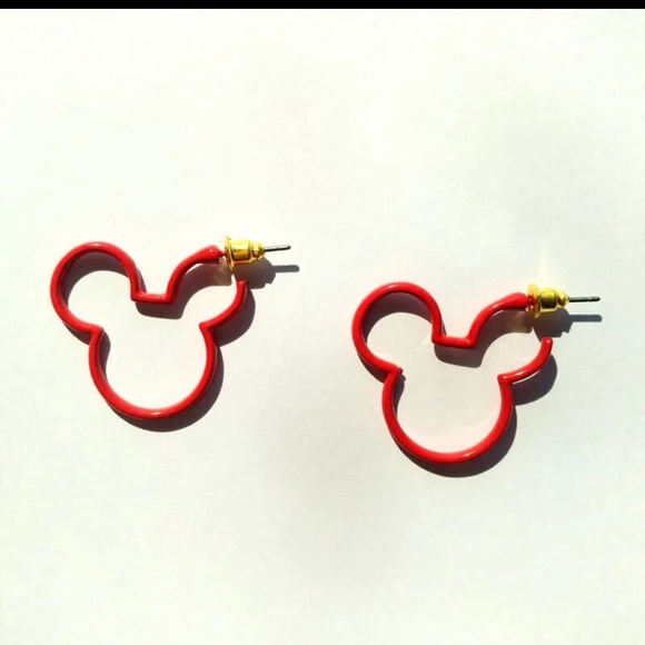 New red Mickey Mouse hoop earrings - Picture 2 of 2